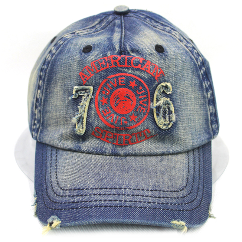 Denim distressed cap custom, Chinese headwear manufactory