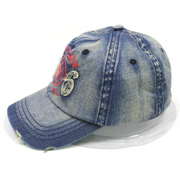 Denim distressed cap custom, Chinese headwear manufactory